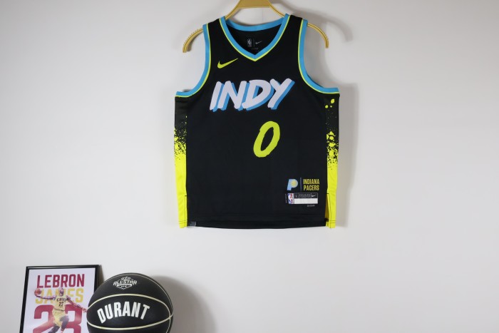 Indiana Pacers Kids Jersey Black City Edition 23/24season NO.0 HALIBURTON