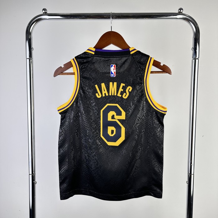 Los Angeles Lakers KIds Jersey City Edition snake pattern Black No.6 JAMES