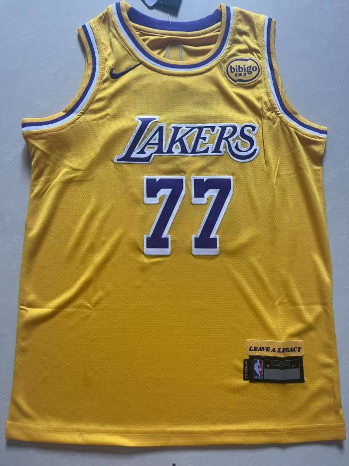 Los Angeles Lakers Kids Jersey Yellow lcon No.77 Dončić