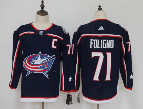 Columbus Blue Jackets Home 2022 Breakaway Player Jersey Navy NO.71 FOLIGNO