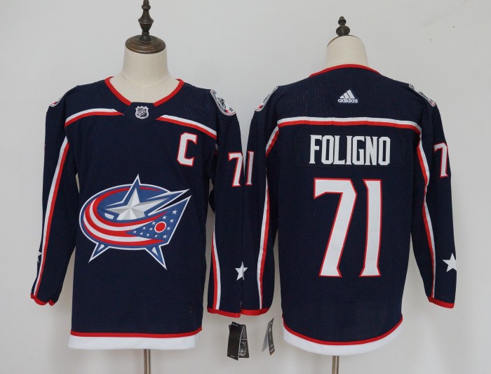 Columbus Blue Jackets Home 2022 Breakaway Player Jersey Navy NO.71 FOLIGNO