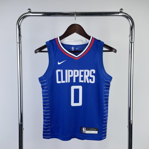 LA Clippers  Kids Basketball Jersey Blue Icon Edition No.0 WESTBROOK