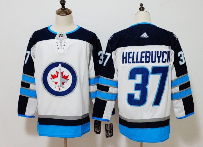 Winnipeg Jets Home Jersey White NO.37 HELLEBUYCK