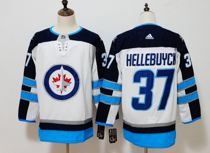Winnipeg Jets Home Jersey White NO.37 HELLEBUYCK