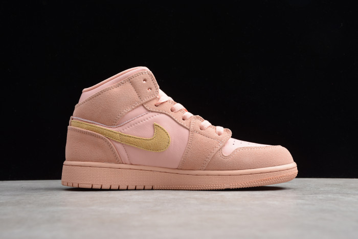 Air Jordan 1 Mid SE Mens 11 Coral Stardust Club Gold 852542-600