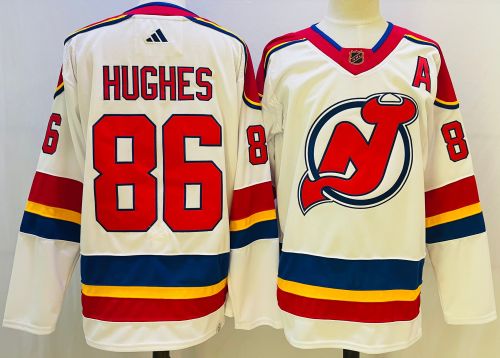 New Jersey Devils Jersey Retro 2.0 White NO.86 HUGHES