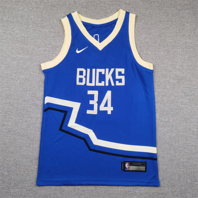Milwaukee Bucks Kids Jersey Blue City Edition 24/25 NO.34 ANTETOKOUNMPO