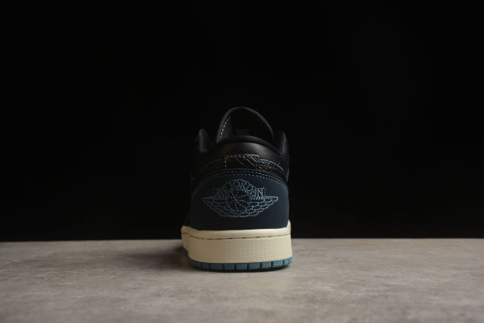 Air Jordan 1 FJ5478-010 Low Navy Black Snakeskin Dark Obsidian