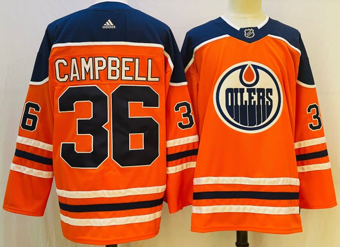 Edmonton Oilers Home Jersey Orange Blue NO.36 CAMPBELL