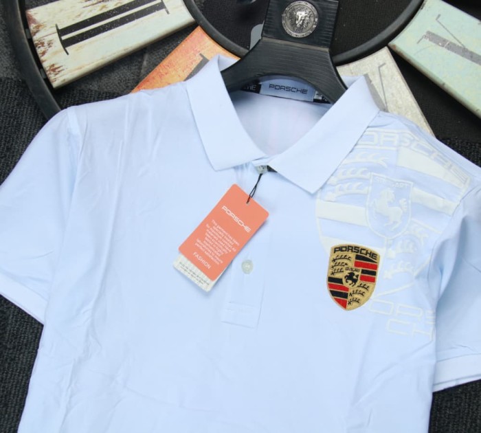 Porsche Crest Polo Shirt White NO Number