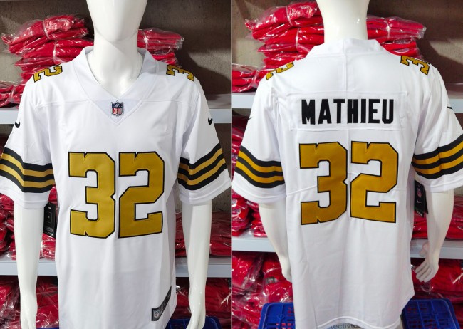 New Orleans Saints Jersey white gold lettering NO.32 MATHIEU