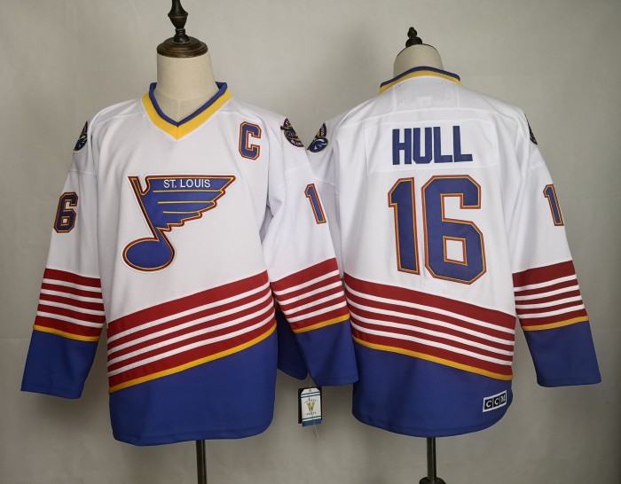 St. Louis Blues 1990's Vintage Away Throwback Jersey White NO.16 HULL