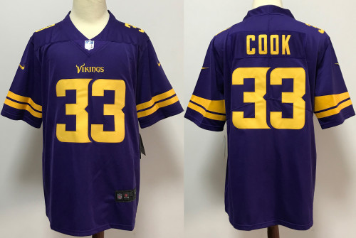 Minnesota Vikings Alternate Jersey Purple yellow letters NO.33 COOK