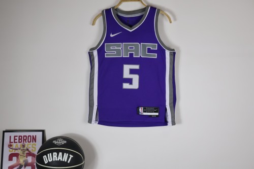Sacramento Kings Kids Jersey Purple Association Edition 22/23 NO.5 FOX