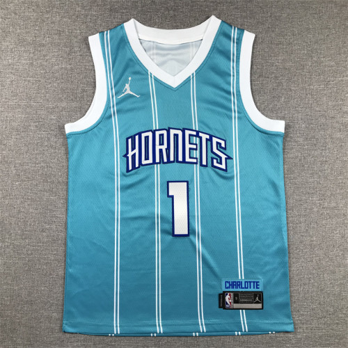 Charlotte Hornets Kids Jersey Blue Lcon Edition 22/23 NO.1 BULL