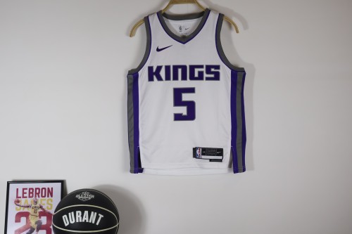 Sacramento Kings Kids Jersey White Association Edition 22/23 NO.5 FOX