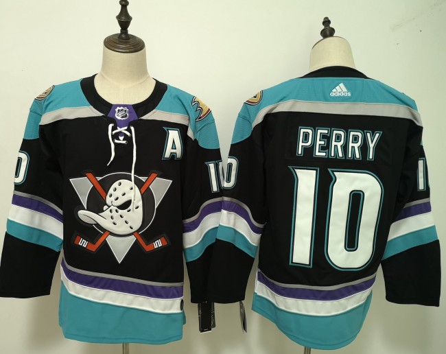Anaheim Ducks 25th Anniversary Alternate Jersey White Purple Lines NO.10 PERRY