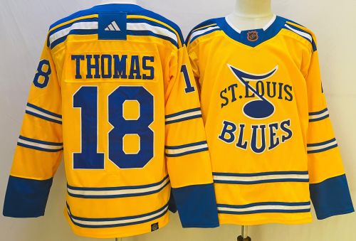 St Louis Blues Reverse Retro 2.0 Jersey Yellow NO.18 THOMAS