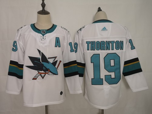 San Jose Sharks Alternate Player Jersey White NO.19 THORNTON
