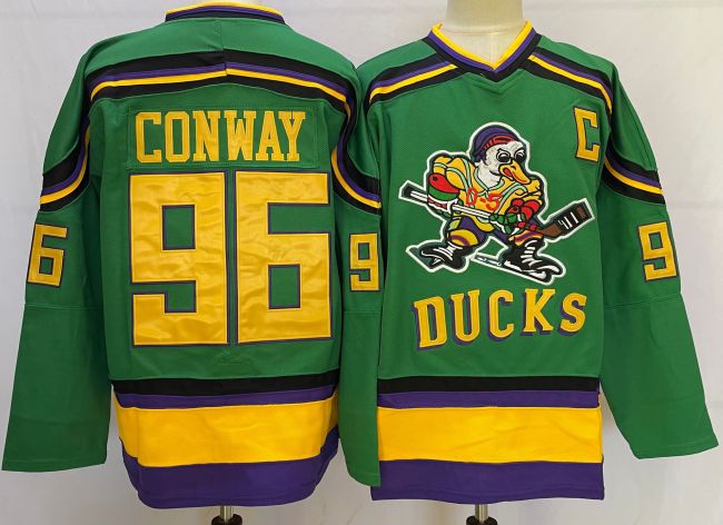 Mighty Ducks Movie Ice Hockey Jersey for Halloween Green NO.96 CONWAY