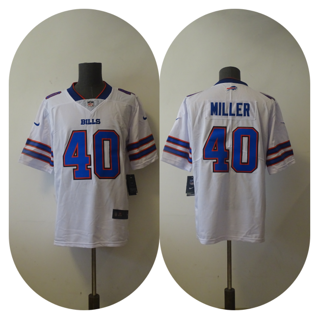 Buffalo Bills Game Player Jersey White NO.40 MILLER