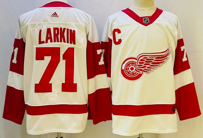 Detroit Red Wings Road Jersey Off White 2024 NO.71 LARKIN