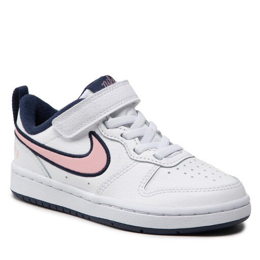 Air Force Court Borough Low Children's Leather Sneakers Velcro White Pink