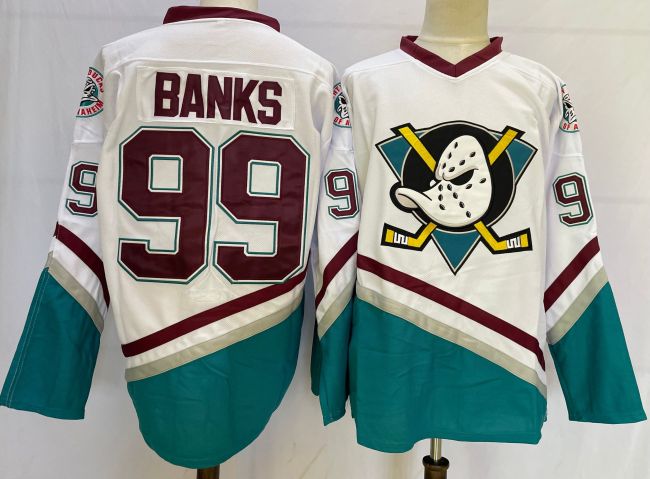 Anaheim Ducks 21/22 Home Jersey White Green NO.99 BANKS