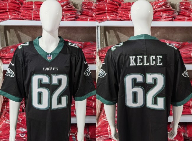 Philadelphia Eagles Jersey Black 2023 NO.62 KELCE