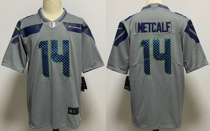 Seattle Seahawks Game Jersey Grey NO.14 METCALF