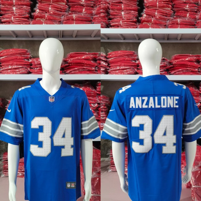 Detroit Lions Jersey Blue New style NO.34 ANZALONE