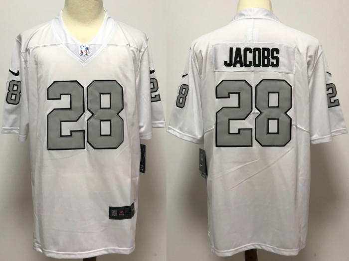 Las Vegas Raiders Jerseys White Gray Lettering NO.28 JACOBS