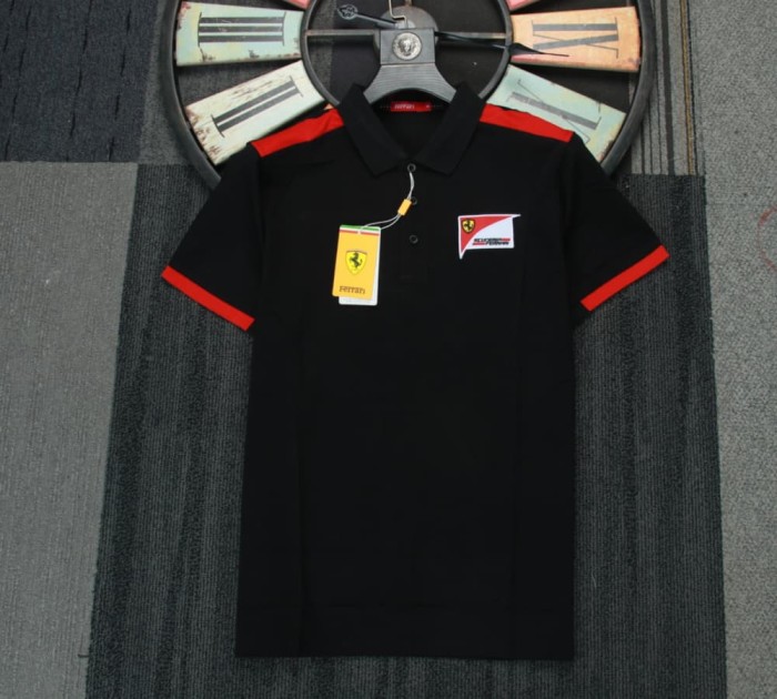 Ferrari Racing Polo Shirt Scuderia Ferrari Logo Black NO Number