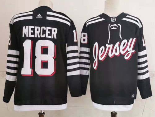New Jersey Devils Alternate Breakaway Player Jersey Black NO.18 MERCER