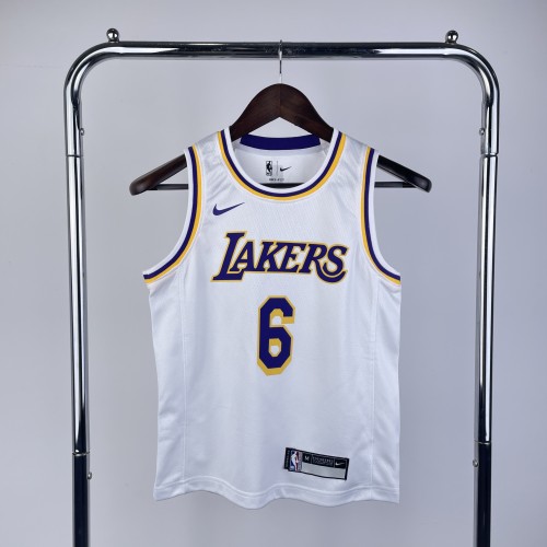 Los Angeles Lakers Kids Jersey White Icon Edition 22/23 NO.6