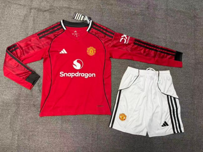 Manchester United Home Long Sleeve Kids Suit 25/26