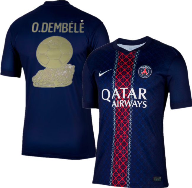 Paris Saint Germain O.DEMBÉLÉ 2025 BALLON D'OR  Player Jersey