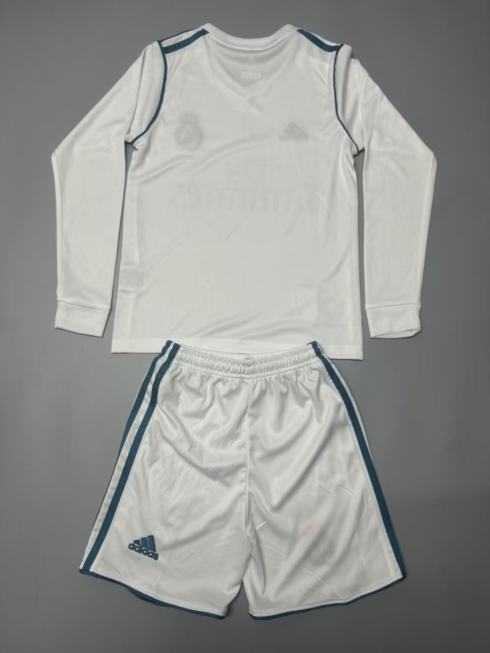 Real Madrid Home Retro Long Sleeve Kids Suit 2017/18