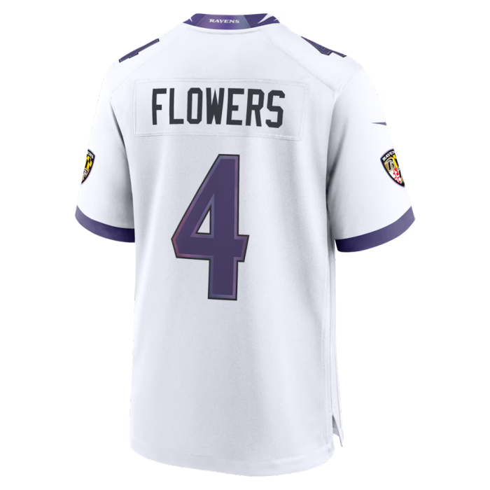 Baltimore Ravens Jersey White NO.4 FLOWERS