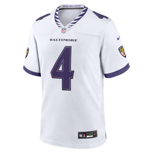 Baltimore Ravens Jersey White NO.4 FLOWERS