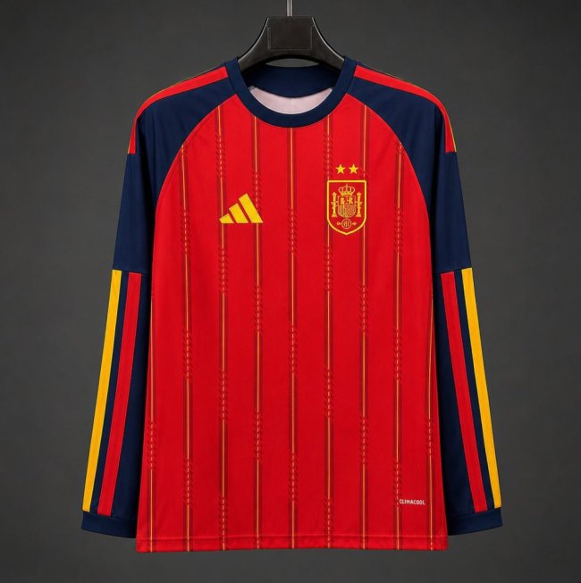 Spain 2026 World Cup Home Man Long Sleeve Jersey (2 stars)