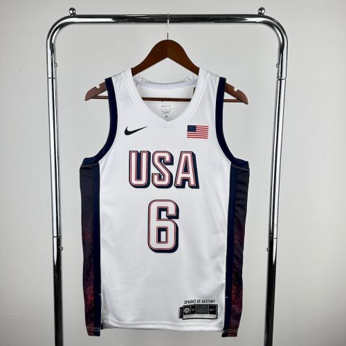 LeBron James Team USA 2024 Swingman Home Jersey White