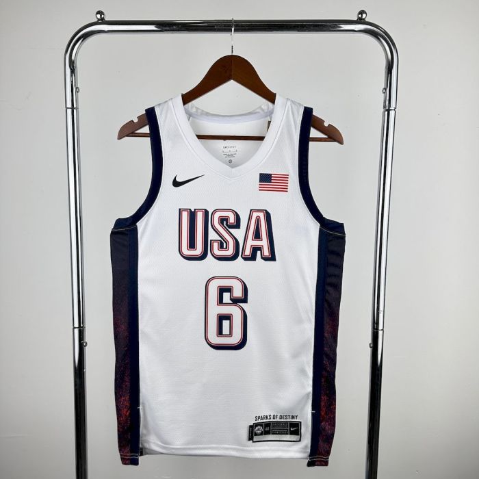 LeBron James Team USA 2024 Swingman Home Jersey White