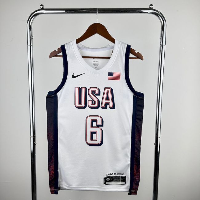 LeBron James Team USA 2024 Swingman Home Jersey White