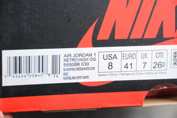 Air Jordan 1 Retro High OG Pine Green White Black Gym Red 555088-030