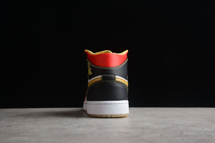 Air Jordan 1 Mid SE GC XQ 2022 Unisex Sneakers White Gold-Dust Sport-Red