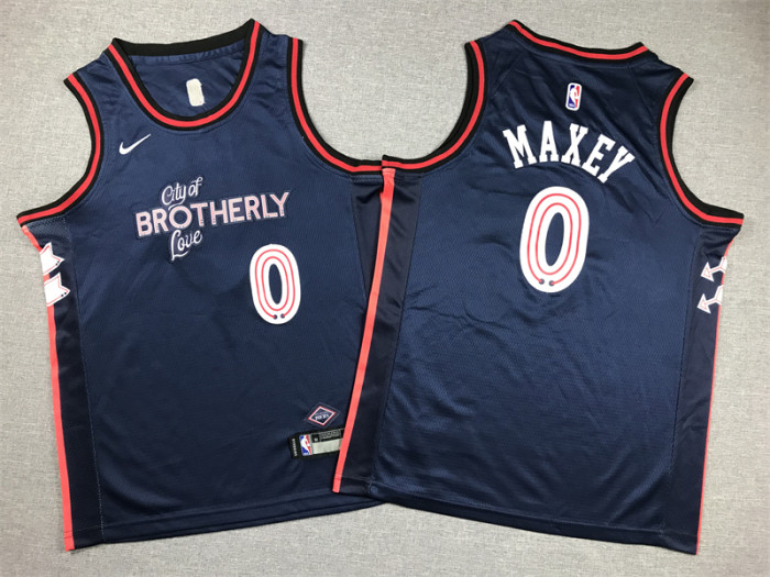 Philadelphia 76ers KIds Jersey Blue City Edition 23/24 NO.0 MAXEY