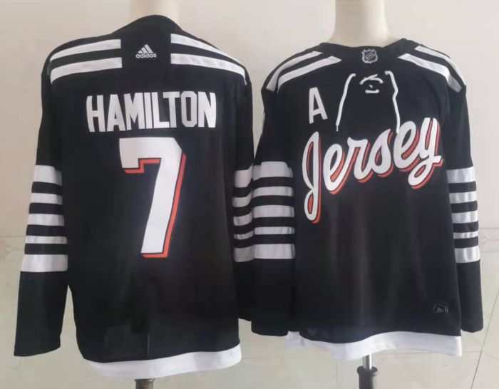 New Jersey Devils Alternate Breakaway Player Jersey Black NO.7 HAMILTON