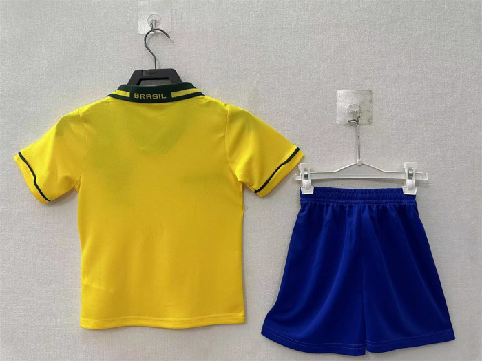 Brazil Home Retro Kids Jersey 1994