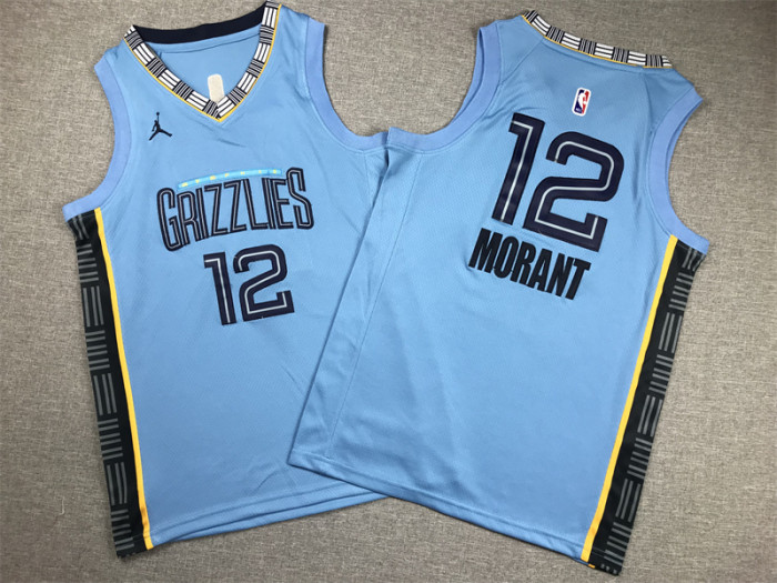 Memphis Grizzlies Kid Jersey Blue Statement Edition 22/23 NO.12 MORANT